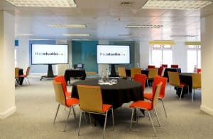 the studio conference meetings and events venue Birmingham room Innovate cabaret layout