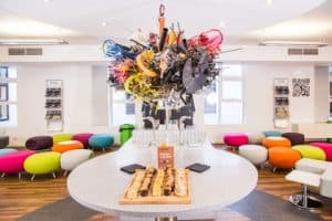 the studio meetings and events Manchester colourful refreshment area