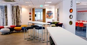 the studio conference meetings and events venue Leeds Refuel refreshment area with soft furnishings
