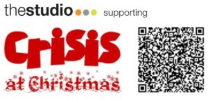 Crisis at Christmas logo with QR code